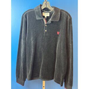 Tretorn Small Blue Long-Sleeve Polo Shirt With Collar & Embroidered Logo Cotton/